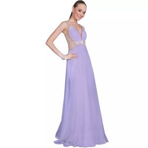 NEW! Terani Couture lavender illusion prom dress